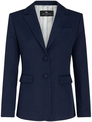 ETRO blazer boutonné à col cranté - Bleu