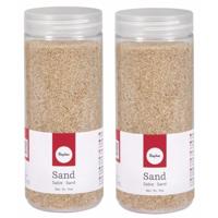 Hobby Fijn decoratie zand korrels - 2x - beige - 475 ml - zandkorrels - knutselmateriaal