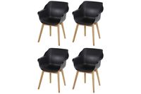 Set van 4 - Hartman Sophie Studio dining armstoel - Carbon Black - Teak poot