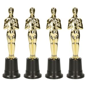 Filmster/Oscar award beeldje - 4x - goud - 22 cm - Hollywood thema film trofee