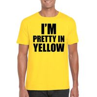 I am pretty in yellow tekst t-shirt geel heren - thumbnail