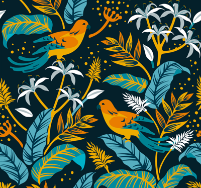 Dierenprint behang vogel met veren