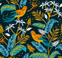 Dierenprint behang vogel met veren