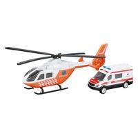 Toi-Toys Metal Traumahelikopter en Ambulance Oranje - thumbnail