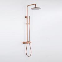 Fortifura Calvi Regendoucheset - thermostatisch - 25cm hoofddouche - metalen slang - staaf handdouche - Geborsteld koper PVD (Koper) SW1159502