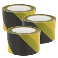 Afzettape- 3x - geel/zwart - 50 mm x 30 m - pvc - markeertape