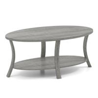 Ovale Salontafel met Opbergruimte Woonkamer Tafel 2-laags Bijzettafel Salontafel Koffietafel Grijs Ovale Salontafel met Opbergruimte Woonkamer Tafel 2-laags Bijzettafel Salontafel Koffietafel Grijs