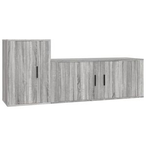 The Living Store Klassieke televisiekastenset - 100 x 34.5 x 40 cm - Kleur- grijs sonoma eiken