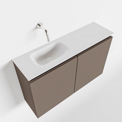 Toiletmeubel Mondiaz Ture | 80 cm | Meubelkleur Smoke | Eden wastafel Talc Links | Zonder kraangat
