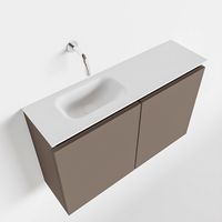 Toiletmeubel Mondiaz Ture | 80 cm | Meubelkleur Smoke | Eden wastafel Talc Links | Zonder kraangat