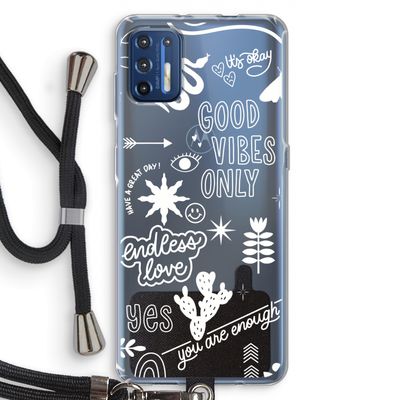 Good vibes: Motorola Moto G9 Plus Transparant Hoesje met koord