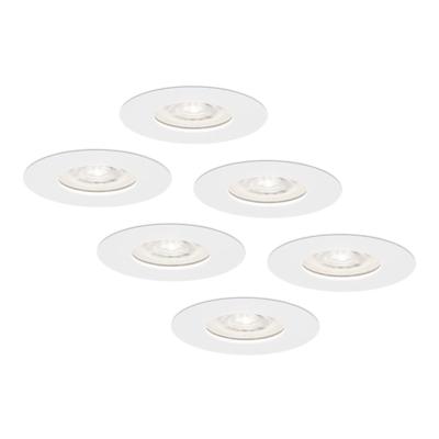 Set van 6 Bari LED inbouwspots extra plat 58mm - 3,8W 270lm - GU10 LED Module - 6000K daglicht wit - Dimbaar - Rond - IP65 waterdicht - Wit