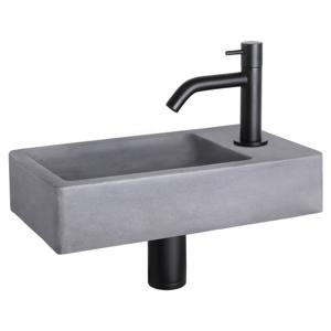 Differnz Force fonteinset beton donkergrijs - kraan gebogen - 40 x 22 x 8 cm - mat zwart