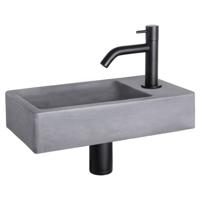 Differnz Force fonteinset beton donkergrijs - kraan gebogen - 40 x 22 x 8 cm - mat zwart