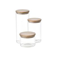 Set van 3 Potjes San Ignacio Kristal Transparant Bamboe