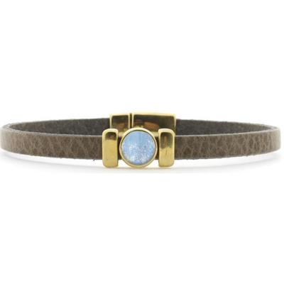 Qoss Taupe Armband Isabel Hemelsblauw | Goud - Maat M