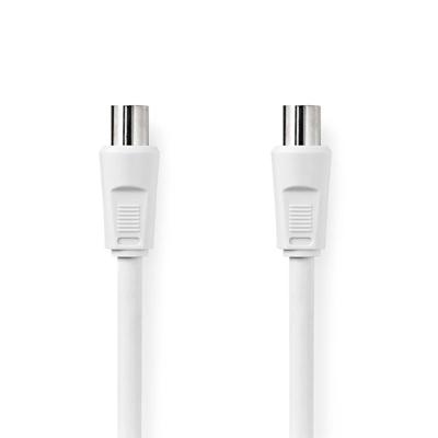 Nedis Coaxkabel | IEC (Coax) Male | IEC (Coax) Female | Vernikkeld | 90 dB | 75 Ohm | Dubbel Afgeschermd | 10.0 m | Rond | PVC | Wit | Label -