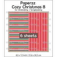 Crealies • paperzz 6x cozy christmas vel 8: lijntjes + rood gestreept