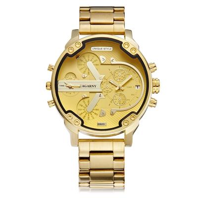 CAGARNY 6820 Fashion Life waterdichte gouden oppervlakte stalen band quartz horloge