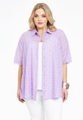 Blouse A-lijn broderie anglaise 50/52 light purple Blouse A-lijn broderie anglaise 50/52 light purple