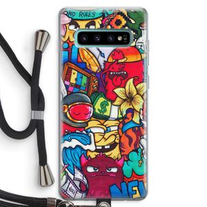 No Rules: Samsung Galaxy S10 Plus Transparant Hoesje met koord
