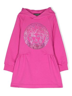Versace Kids robe strassée à capuche - Rose