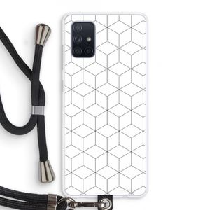 Zwart-witte kubussen: Samsung Galaxy A71 Transparant Hoesje met koord