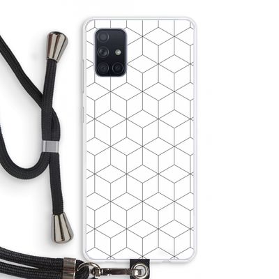 Zwart-witte kubussen: Samsung Galaxy A71 Transparant Hoesje met koord