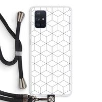 Zwart-witte kubussen: Samsung Galaxy A71 Transparant Hoesje met koord