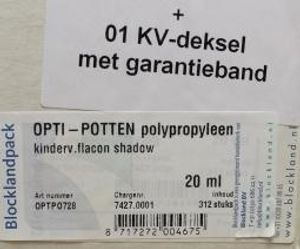 Blockland Tabletflacon optipot shadow kindveilig 20ml (312 st)