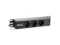 Equip 333299 power strip 3bay cee7/4 w. 1,8m cable, black (10 inch )