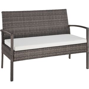 tectake -zitgroep bank, stoelen en tafel-Wicker Tuinset grijs - 403398