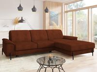 Converteerbare hoekbank EASTERN met longchair rechts corduroy bruin