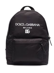 Dolce & Gabbana Kids sac à dos zippé à logo imprimé - Noir