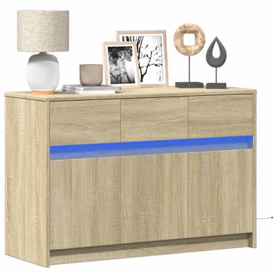 Tv-meubel met LED 91x34x61 cm bewerkt hout sonoma eikenkleurig