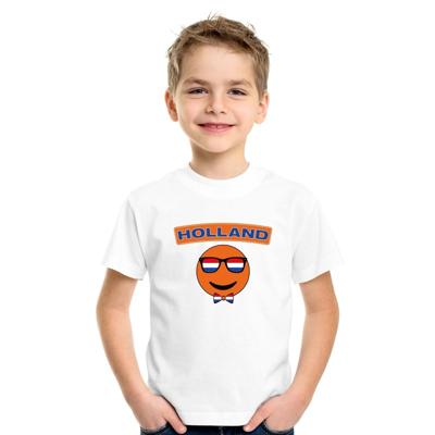 Holland coole Smile Emoticon t-shirt wit kinderen