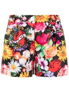 Philipp Plein short Love Flowers à fleurs - Noir