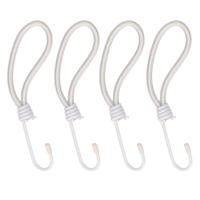 Spanelastiek / tentspanner met haak - 4x stuks - wit - spanners voor spandoek / afdekzeil
