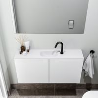 Zaro Polly toiletmeubel 100cm mat wit met witte wastafel met kraangat - thumbnail