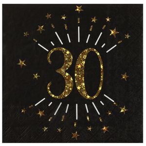 Verjaardag feest servetten leeftijd - 10x - 30 jaar - goud - 33 x 33 cm