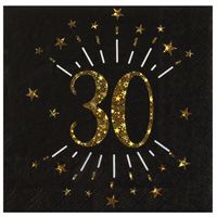 Verjaardag feest servetten leeftijd - 10x - 30 jaar - goud - 33 x 33 cm