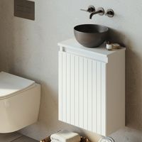 Fontana Bano toiletmeubel ribbelfront mat wit 40x22cm met mat zwarte waskom - thumbnail