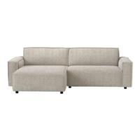 Leen Bakker - Bank Brooklyn Met Chaise Longue Links - Cyclamen - Stof - Beige - 158x255x76 Cm