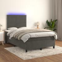 Boxspring met matras en LED fluweel donkergrijs 120x200 cm
