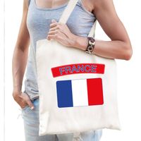 Katoenen tasje wit France / Frankrijk supporter - Feest Boodschappentassen