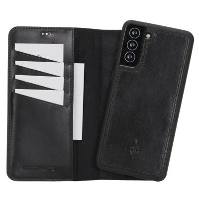 NorthLife Samsung Galaxy S21 Plus - Echt Leren Afneembare 2-in-1 bookcase telefoonhoes - Zwart