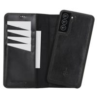 NorthLife Samsung Galaxy S21 Plus - Echt Leren Afneembare 2-in-1 bookcase telefoonhoes - Zwart