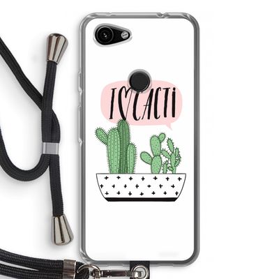 I love cacti: Pixel 3a Transparant Hoesje met koord