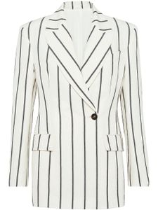 Brunello Cucinelli blazer croisé à rayures - Blanc