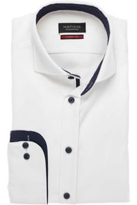 Hatico Modern Fit Overhemd wit, Effen